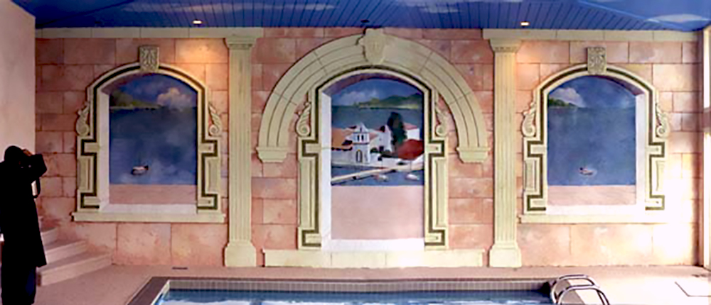 Trompe l'Oeil mural for indoor pool